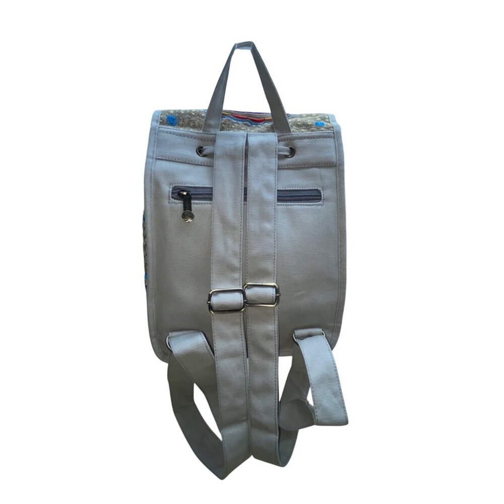 Embroidered Gary Canvas Adjustable Straps & Drawstring Closure Backpack - Picture 3 of 12
